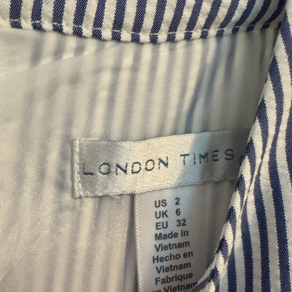 Blue White Stripe and Lace AppliquΓ© Dress Sleeveless NWOT - Picture 3 of 3